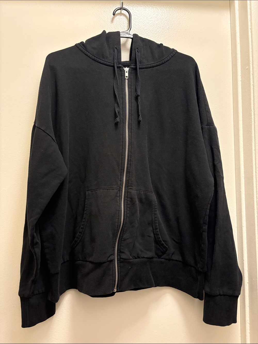 Time and Tru Black Zip Hoodie with Drawcord